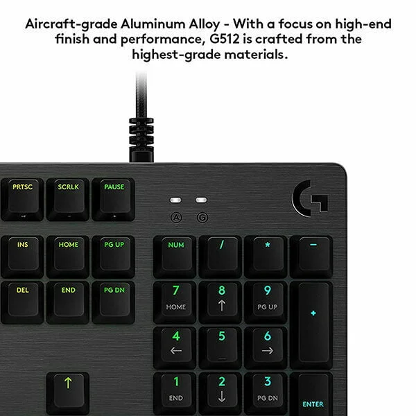 Logitech G 512 RGB Backlit Mechanical Gaming Keyboard with GX Blue Clicky Key Switches (Carbon) - Image 6