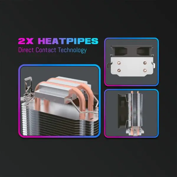 Ant Esports ICE-C200 CPU Cooler with Rainbow LED Fan - Image 4