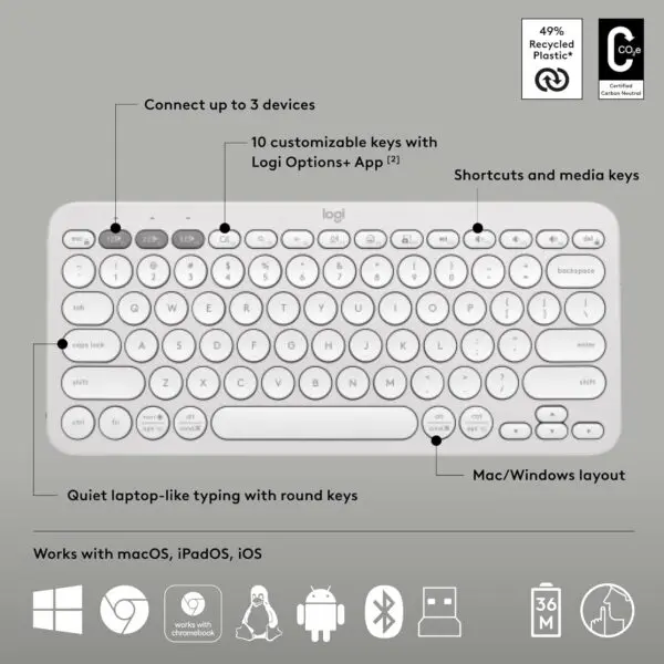 Logitech Pebble 2 Combo, Wireless Keyboard and Mouse - Image 6