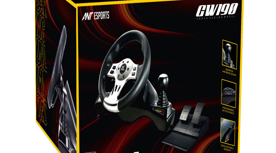 Ant Esports GW190 Racing Wheel and Pedal Set