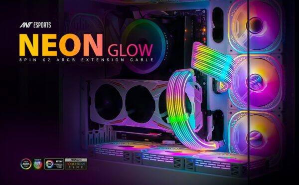 Ant Esports NEON GLOW 8 PIN X2 ARGB EXTENSION CABLE