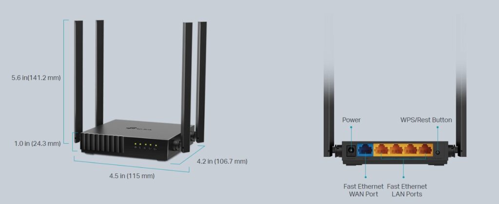 Dimension and Ports - TP Link Archer C54