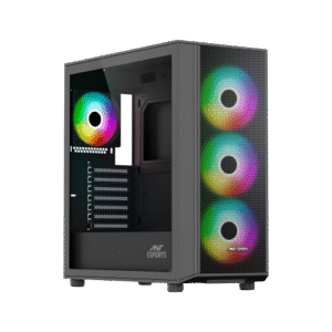 Ant Esports 411 Air Mid TowerÂ E-ATX, ATX, M-ATX, ITX Black Cabinet With 4x120mm ARGB Fans
