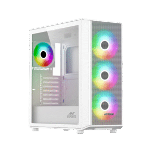 Ant Esports 411 Air Mid TowerÂ E-ATX, ATX, M-ATX, ITX White Cabinet With 4x120mm ARGB Fans