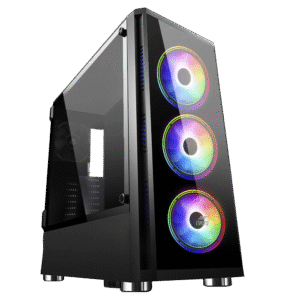 Ant Esports ICE-400TG Mid TowerÂ ATX, Micro-ATX, ITX Black Cabinet with 4x120mm Fans