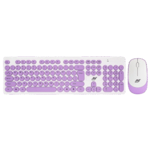 Ant Value FKBRI05 Wireless Keyboard Mouse Combo - Purple white