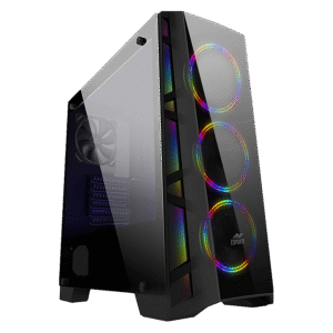 Ant Esports ICE-300TG Mid Tower ATX,M-ATX,M-ITX Black Cabinet 3*120MM STATIC RGB Fans