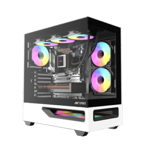 Ant Esports Crystal Spectra Mid Tower (E-ATX/ATX/M-ATX/M-ITX) Gaming Cabinet Black with 5x120mm
