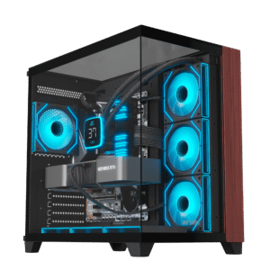 Ant Esports Crystal Wood Mid Tower ATX, Micro-ATX, Mini-ITX Black Cabinet with 4x120mm