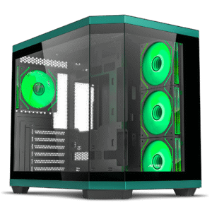 Ant Esports Crystal X11 Mid-Tower High End Gaming Cabinet - Green Black with Pre-Installed 4 x 120 mm ARGB Fans