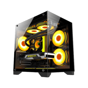 Ant Esports crystal Z2 Mid-TowerÂ Micro-ATX, Mini-ITX Black Cabinet 3x120mm Fan