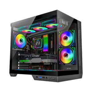 Ant Esports Crystal X4 Mid TowerÂ ATX, Micro-ATX, Mini-ITX Black Cabinet with 3x120mm ARGB Fans