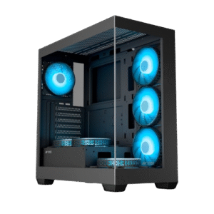 Ant Esports Crystal X7 Mid Tower ATX, Micro-ATX, Mini-ITX Black Cabinet with 7x120mm Fans