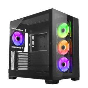 Ant Esports Crystal XL Mid Tower ATX,M-ATX,M-ITX Black Cabinet with 4x120mm ARGB Fans