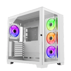 Ant Esports Crystal XL Mid Tower ATX,M-ATX,M-ITX White Cabinet with 4x120mm ARGB Fans