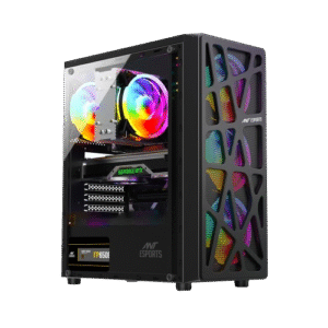 Ant Esports Elite 1100 Mid TowerÂ ATX* , M-ATX, ITX Black Cabinet 4x120mm Static RGB Fans