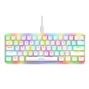 Ant Esports MK1300 V2 Mechnical Wired Gaming keyboard White Hot-Swappable Per-Key RGB Brown Outemu Switches